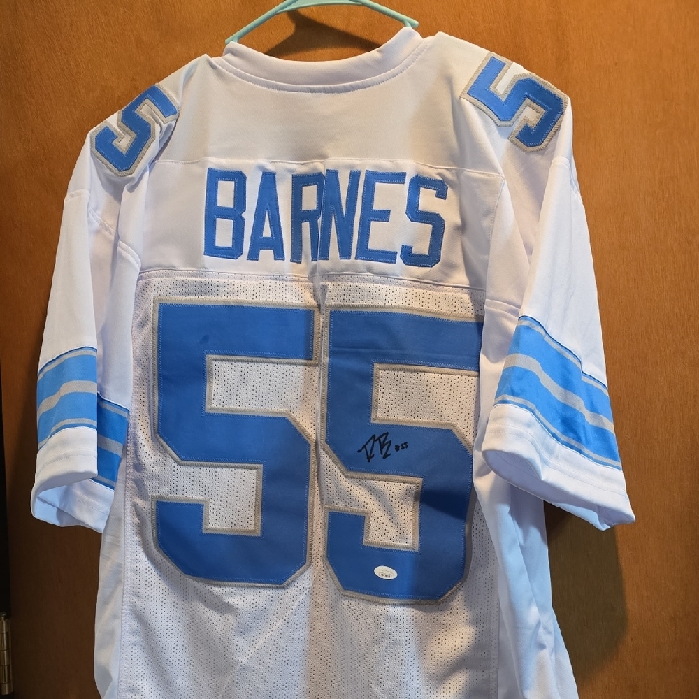 Detroit Lions Autographed Custom Jersey Derrick Barnes #55 Size (XL)